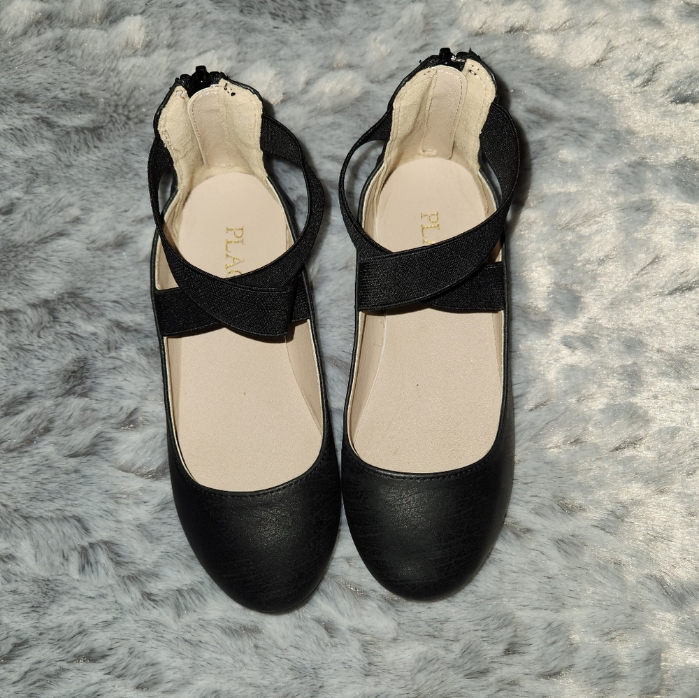 Girls Uniform Cross Strap Ballet Flats